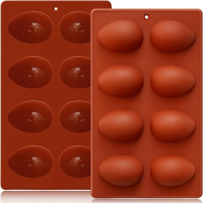 Silicone Egg Molds  2PCS, 2.4" Food Grade 3D Moulds for Vegan Deviled Eggs Peanut Filling 3D Chocolate Candy Jello Pudding Soap Gift, Oven Safe Baking Cake Kit