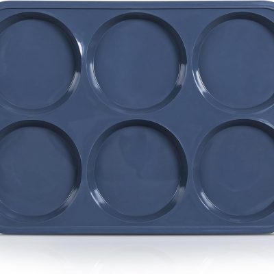 4 Inch Jumbo Silicone Top Pan with Metal Frame, Non Stick Silicone Egg Mold for Oven, Large Whoopie Pie Baking Pan with Handle for English Breakfast Sandwich, Egg Bite, Bun Tart, Grey