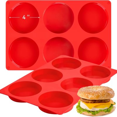 4 Inch Silicone Egg Molds for Breakfast Sandwiches, 2 Pack Jumbo Muffin Top Pans Non-Stick Round Silicone Molds for Baking Egg Bites, Hamburger Buns, Patties, English Muffins