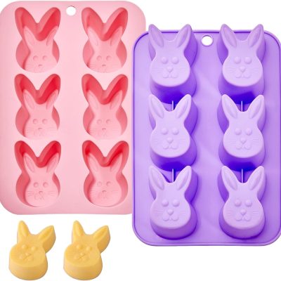 Bunny Molds  Silicone Molds for Chocolate, 2 Pack  Bunny Muffin Brownie Pan for Baking, Jello Candy Molds  Soap Molds for Hot Chocolate Bombs Ice Cube Candle